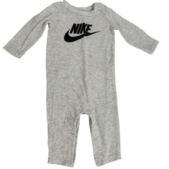 Nike Heather Gray Long Sleeve Jumpsuit Romper Size 6 Months - Picture 1 of 2